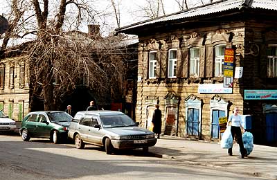 Irkutsk, Sibirien: alte Blockhäuser