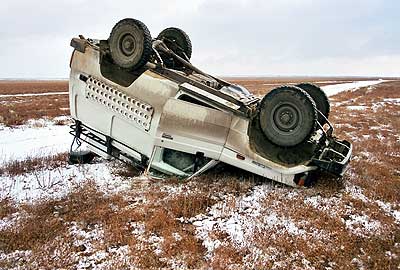 Parallelpisten der M32, kasachische Steppe bei Yirghis